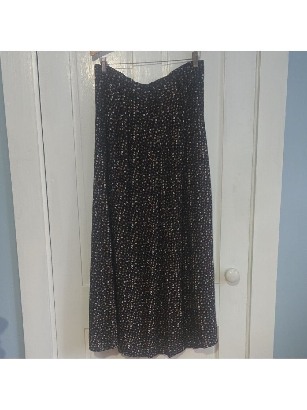 PUTUMAYO Black Small Floral Maxi Skirt NWT